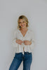 Peplum Front Tie Shirt With Embroidery - Ivory