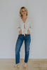 Peplum Front Tie Shirt With Embroidery - Ivory