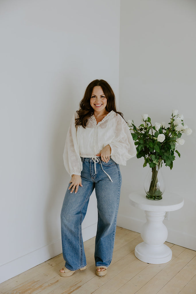 Embroidered Elastic Waist Blouse