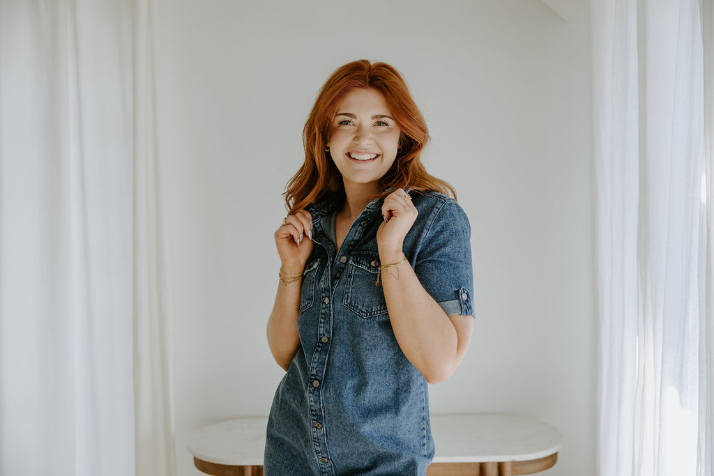 Short Denim Dress - Medium Blue