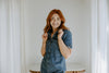 Short Denim Dress - Medium Blue