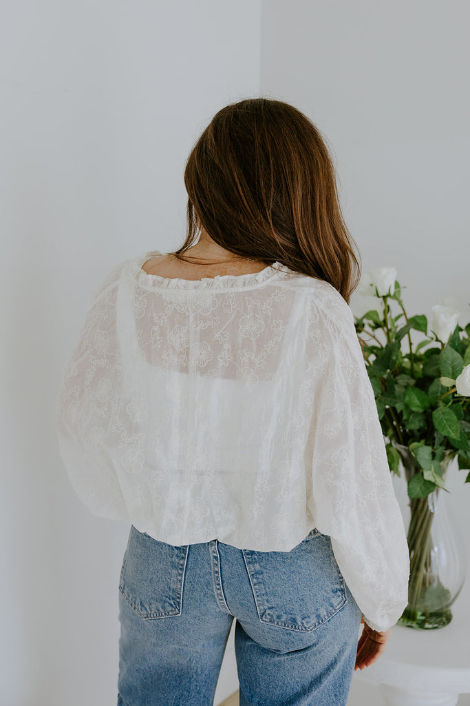 Embroidered Elastic Waist Blouse