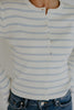 Striped Classic Cardi - Ice Blue