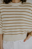 Khaki Boxy Striped Knit Sweater