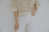 Khaki Boxy Striped Knit Sweater