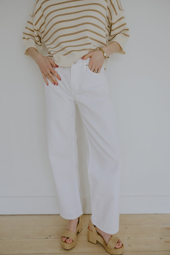 Khaki Boxy Striped Knit Sweater