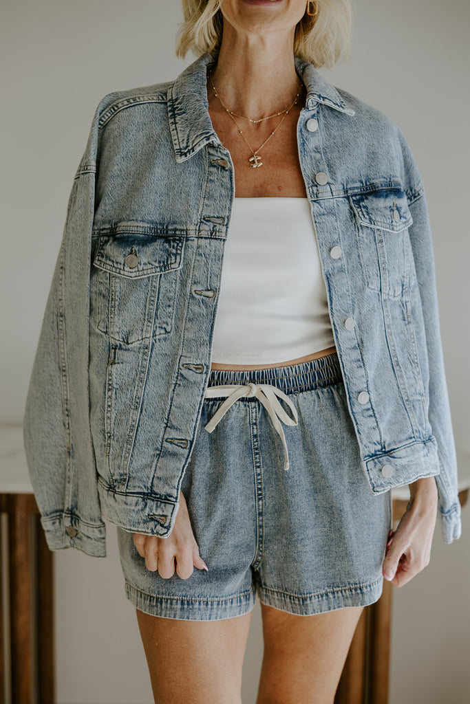 Washed Denim Shorts