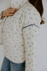 Quilted Floral Bomber Jacket - Blue