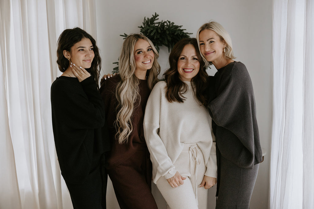 Waffle Textured Sweater & Pant Set - Cacao