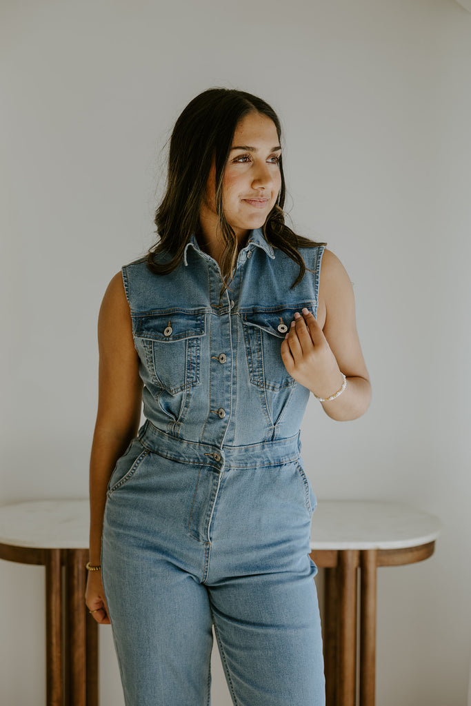 Denim Jumpsuit - Light Blue