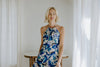 Halter Printed Maxi Dress - Blue