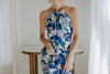 Halter Printed Maxi Dress - Blue