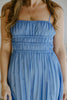 Lightweight Ruched Top Midi Dress - Blue