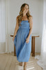 Lightweight Ruched Top Midi Dress - Blue