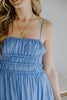 Lightweight Ruched Top Midi Dress - Blue