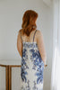 Scallop Trim Floral Midi Dress - Blue