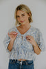 Puff Sleeve Front Tie Floral Top