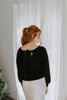 Back Bow V-Neck Sweater - Black