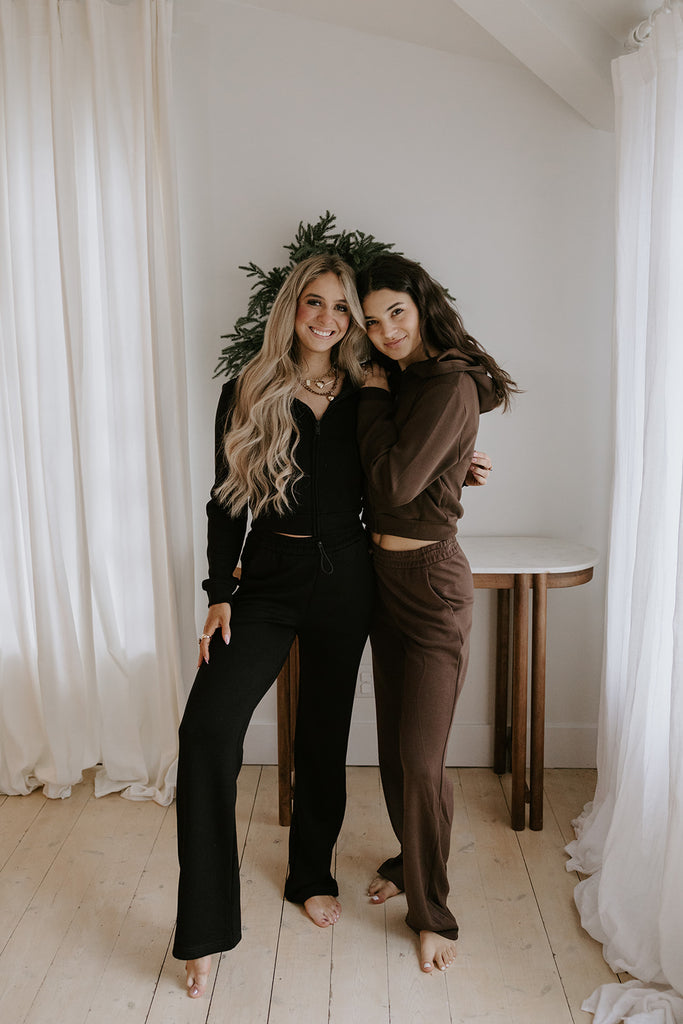 Lightweight Zip Up Hoodie & Pant Set - Black