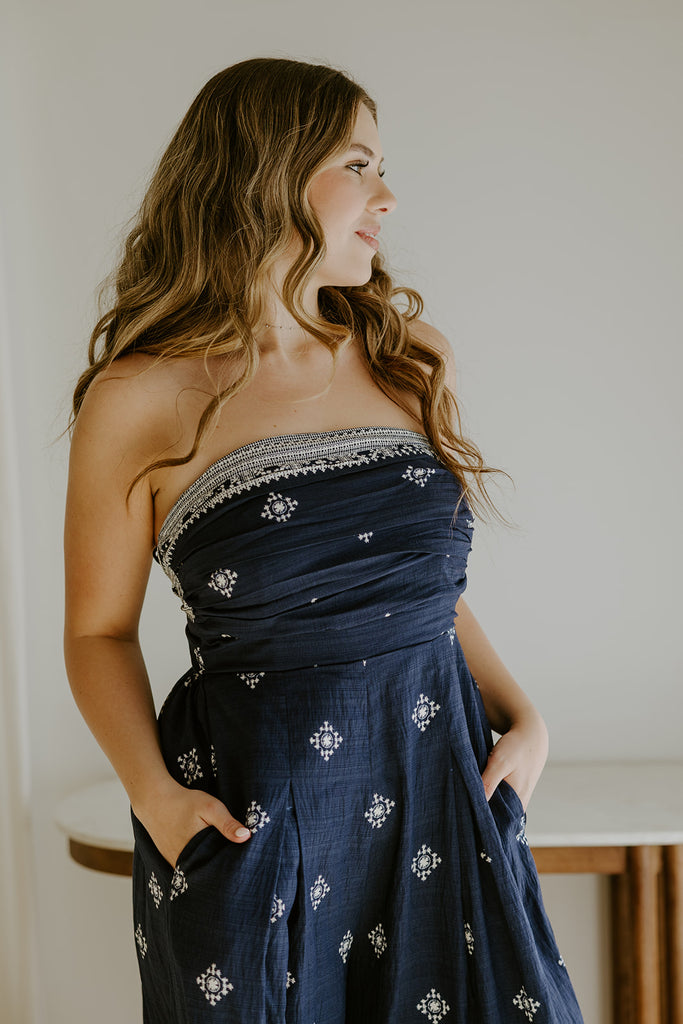 Tube Tie Navy Jumpsuit