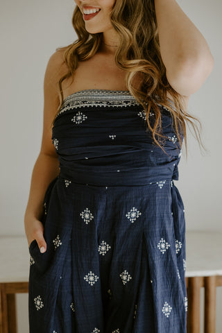 Lightweight Ruched Top Midi Dress - Blue