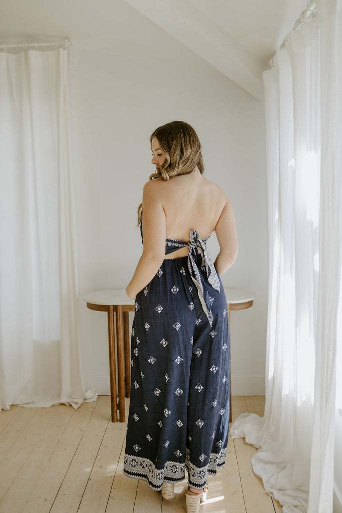 Tube Tie Navy Jumpsuit
