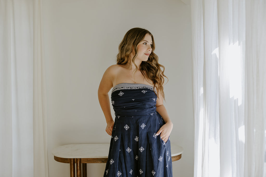 Tube Tie Navy Jumpsuit