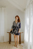 Dolman Front Tie Mini Dress - Navy/White