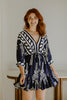 Dolman Front Tie Mini Dress - Navy/White