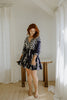 Dolman Front Tie Mini Dress - Navy/White