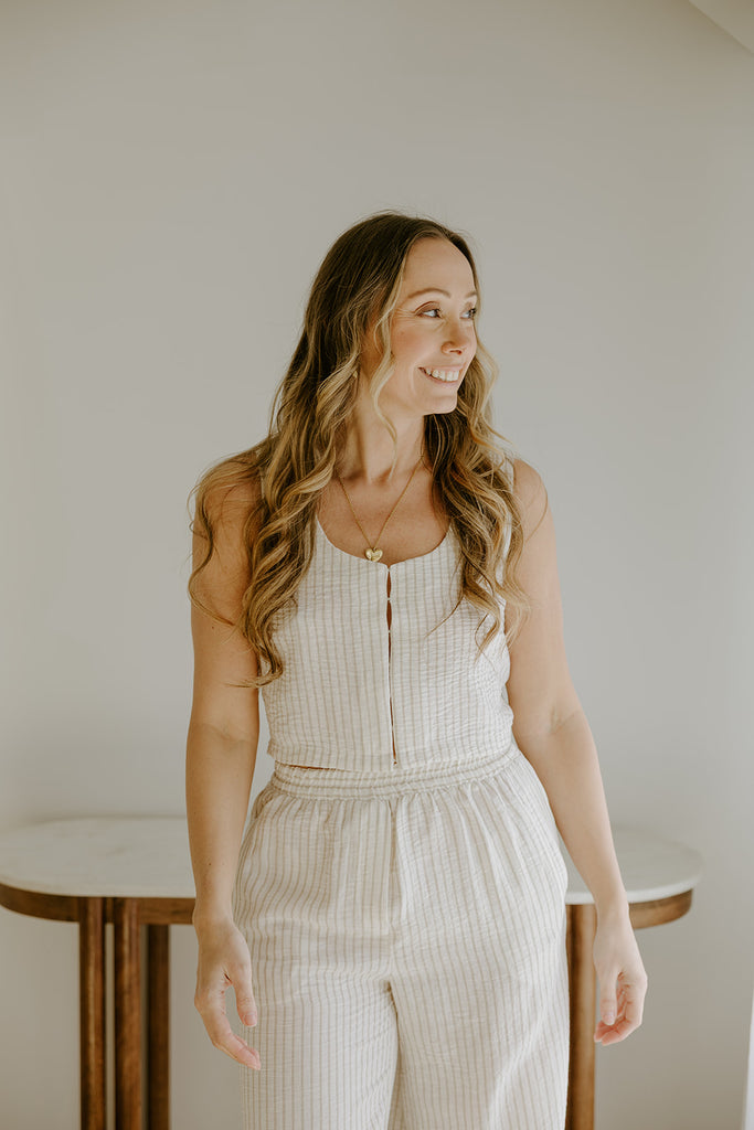 Striped 2 Piece Set - Sand