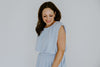 Bubble Top & Flowy Midi Skirt Set - Blue
