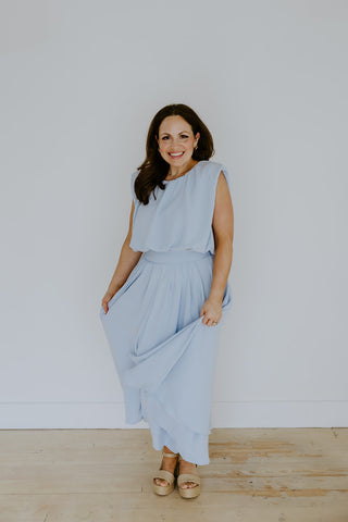 Corset Floral Dress - Blue