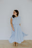 Bubble Top & Flowy Midi Skirt Set - Blue