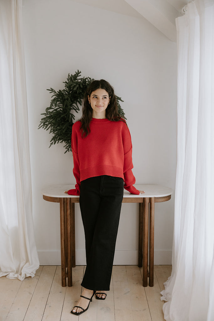 Exposed Seam Sweater - Red