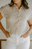 Lightweight Short Sleeve Stripe Shirt - Khaki