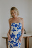 Tube Top Floral Maxi Dress - Blue