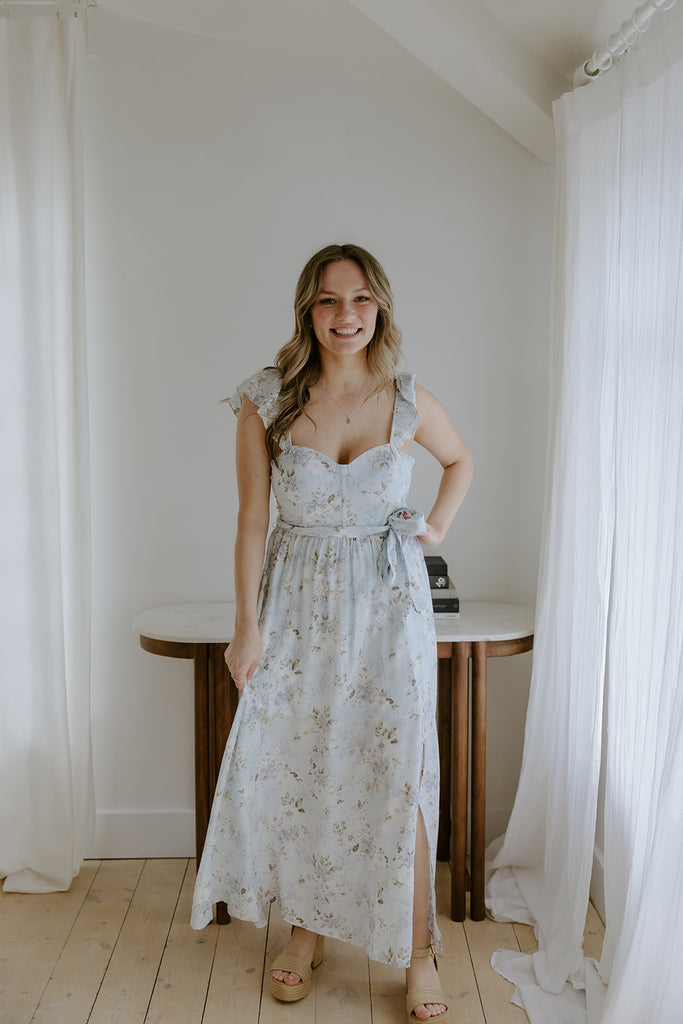 Corset Floral Dress - Blue