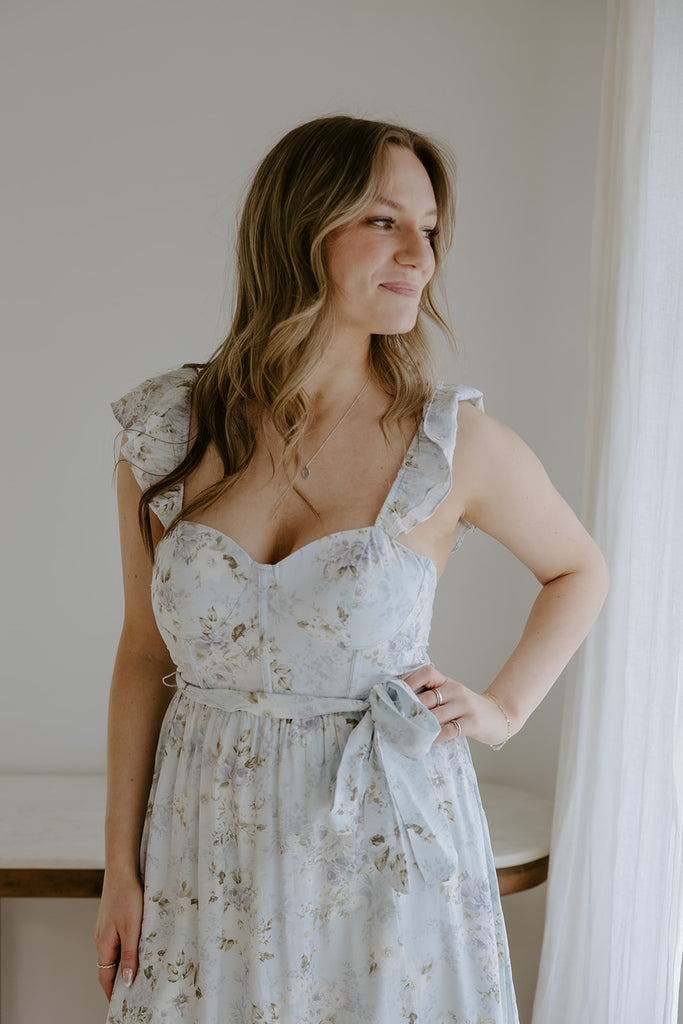 Corset Floral Dress - Blue