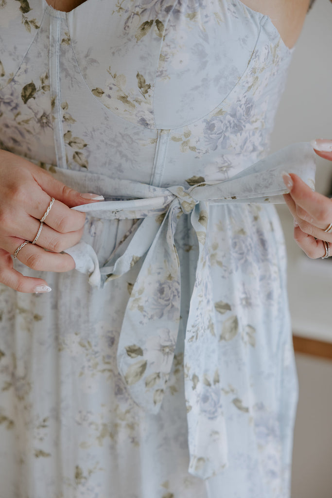 Corset Floral Dress - Blue