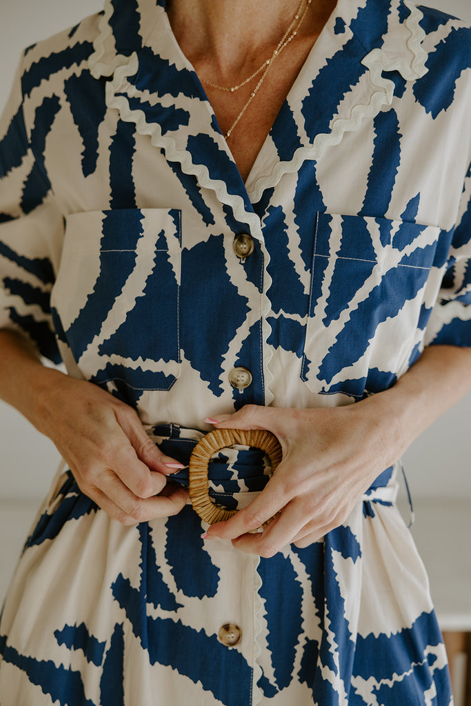 Set Sail Scalloped Dress - Blue