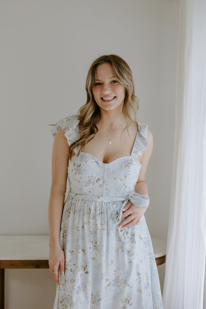 Corset Floral Dress - Blue