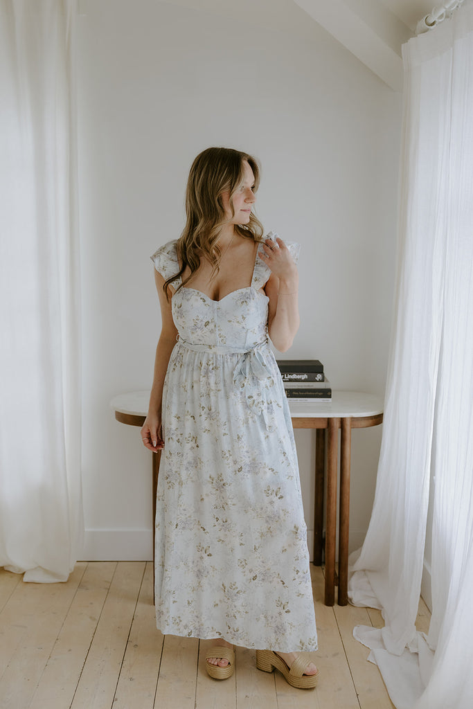 Corset Floral Dress - Blue