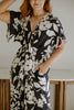 Kimono Printed Jumpsuit - Navy