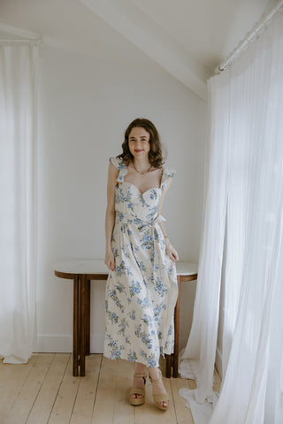 Corset Floral Dress - Blue