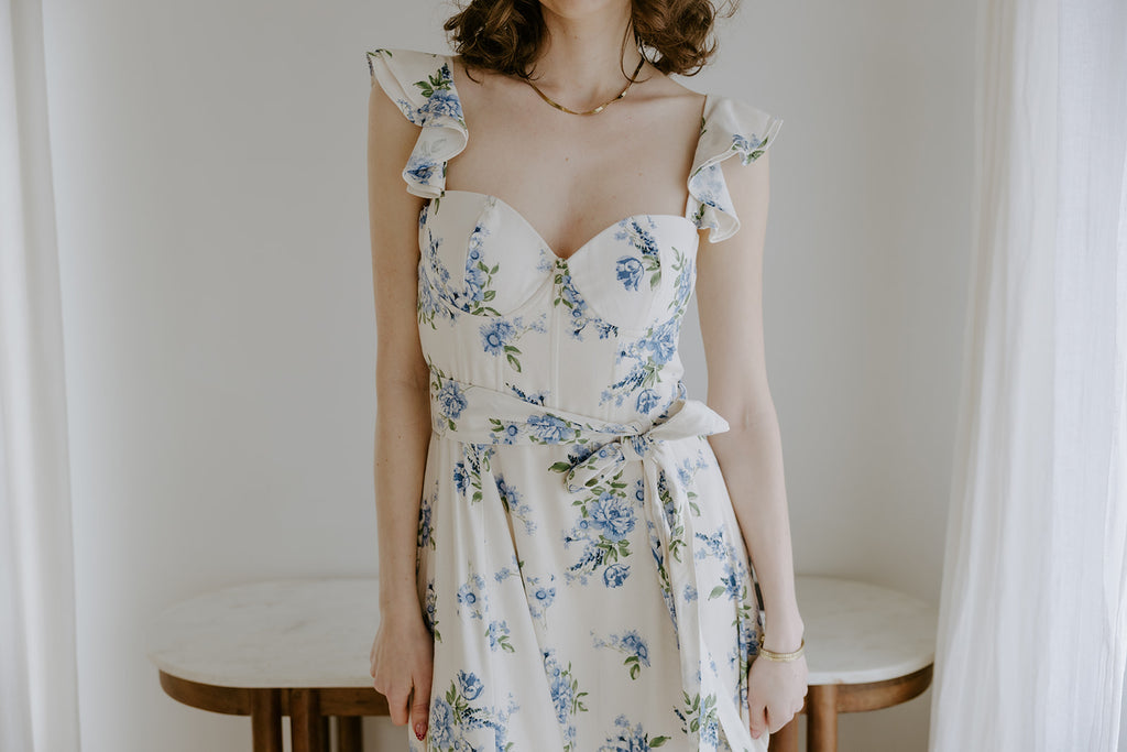Parisian Bloom - Corset Midi - Blue