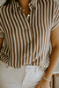 Lightweight Short Sleeve Stripe Shirt - Brown
