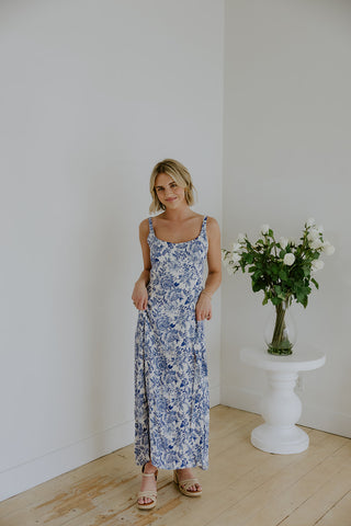 Corset Floral Dress - Blue