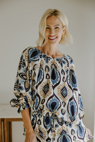 Lightweight Ruched Top Midi Dress - Blue