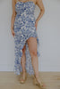 Strapless Ruffle Front Maxi - Blue